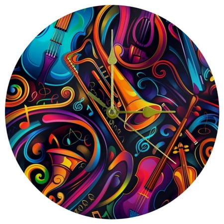 Musical instruments Modern Acrylic Circular Wall Clock - Sleek Timepiece for Contemporary Décor, Keywords: Acrylic, Clock