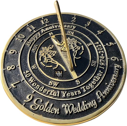 Nautical-Mart 50th Golden Wedding Anniversary Large Sundial Gift 10 inches Home and Garden Decor