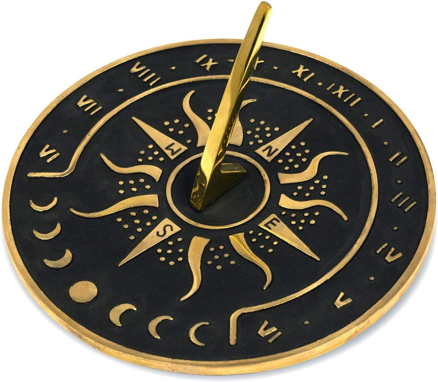 Nautical-Mart Brass Garden Sundial Clock - 8.5” Diameter Sundial Clock with Polished Brass Highlights