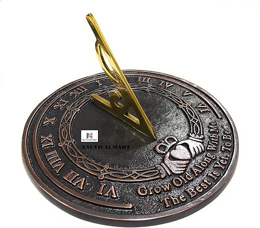 Nautical-Mart Garden Sundial Grow Old with Me -The Best is Yet, to be (Copper Antique), Unique Wedding Gift Idea for Parents, Engraved Anniversary Sundial, Home Decor