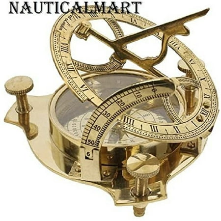 NauticalMart 5 Sundial Compass Solid Brass Sun Dial