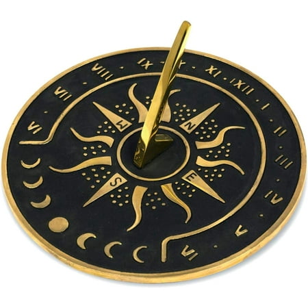 NauticalMart Brass Garden Sundial Clock - 8.5” Diameter Sundial Clock with Polished Brass Highlights