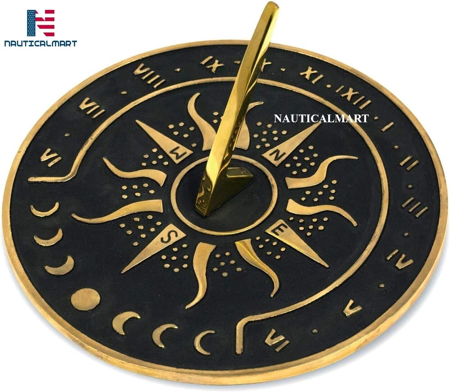 NauticalMart Brass Garden Sundial Clock - 8.5” Diameter Sundial Clock with Polis