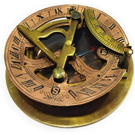 NauticalMart Brass Sundial Compass - Pocket Compass -Brass Antiques West London