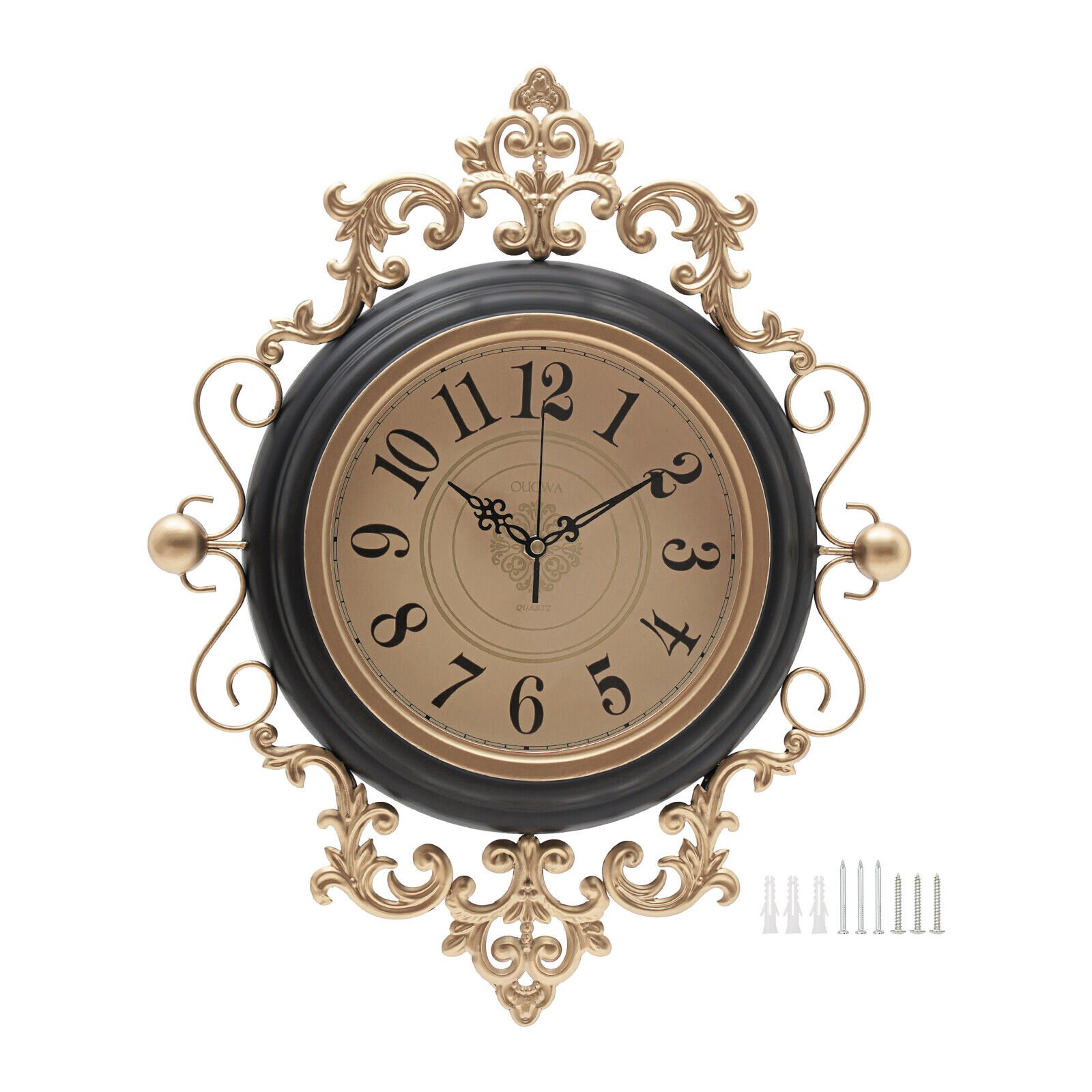 NEW 16inch Large Wall Clock Silent Modern Decorative Brown Wall Clocks
