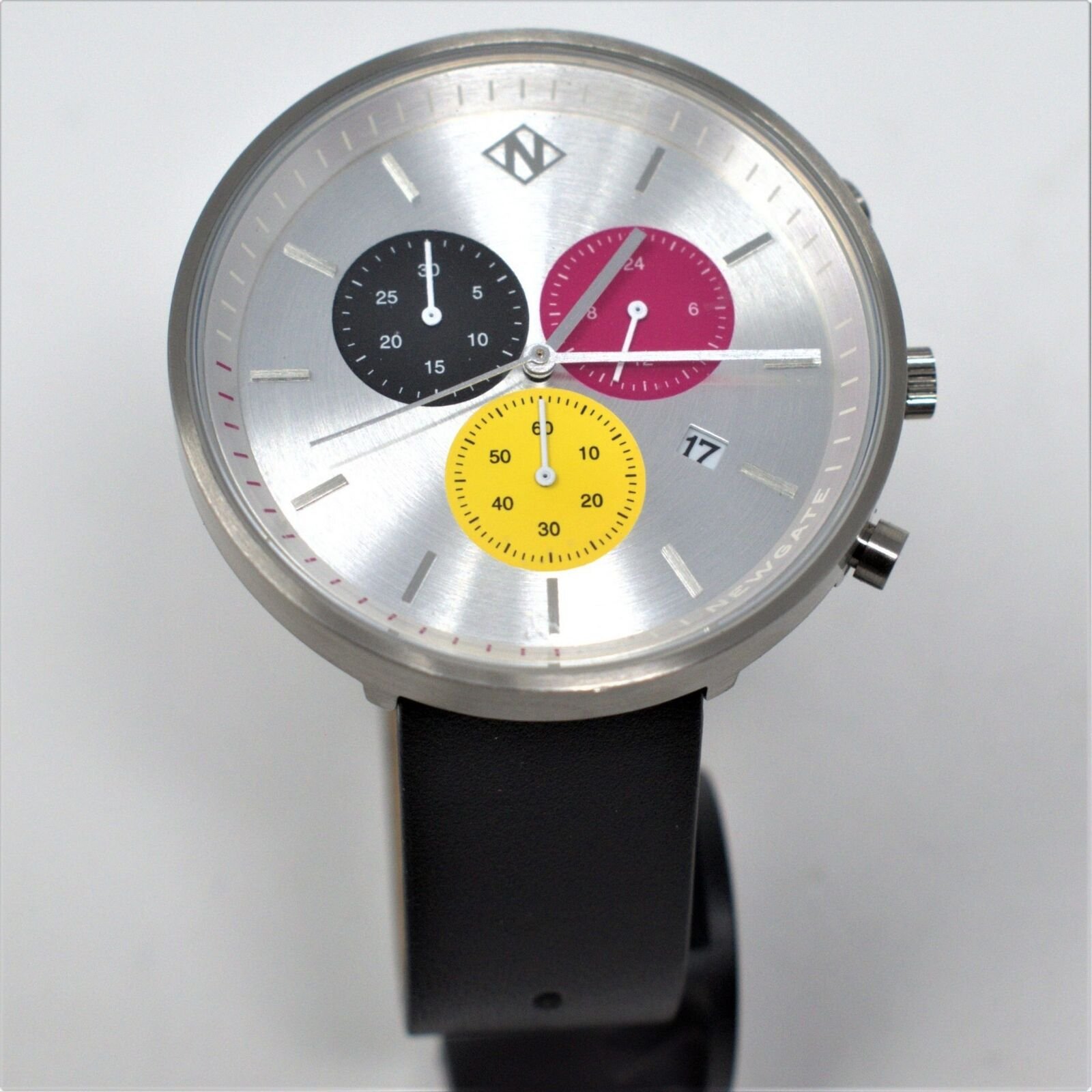 Newgate G6S Tigger Women's Watch, Multicolour Canvas/Black Leather Straps, Silve