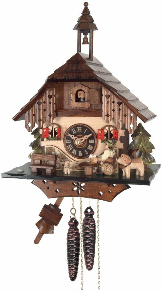 NEW One Day Black Forest Cottage Cuckoo Clock - Beer Drinker Raises Mug 20-13
