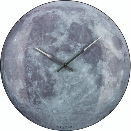 NeXtime Moon Dome 13.8 Wall Clock | Dome Shaped Glass | Glow-in-the-Dark Technology | Enchanting Moon Image | Silent Movement