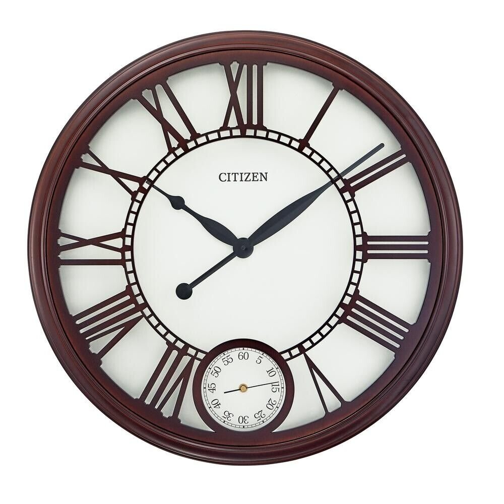 NIB NEW CITIZEN GALLERY 24" WOODEN WALL CLOCK FINISHED IN DARK WALNUT CC2060