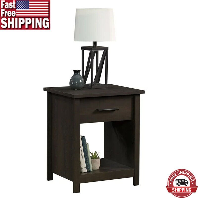 Nightstand End Table Stand Holder W/Drawer Sofa Bedside Table Bedroom Espresso