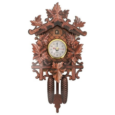 NUOLUX Wall Clock Clocks Cuckoo Wood Vintage Silent Novelty Modern Non Ticking Mute Retro Frameless Hanging