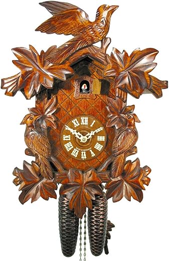 Original German Cuckoo-Clock (Certified), Mechanical 8-Day Movement with 3 Birds and 7 Leaves, coo-coo Clocks from The Black-Forest, Germany