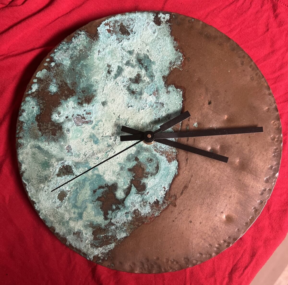Original Handmade Copper Wall Clock, Metal Wall Art Decor Art Deco