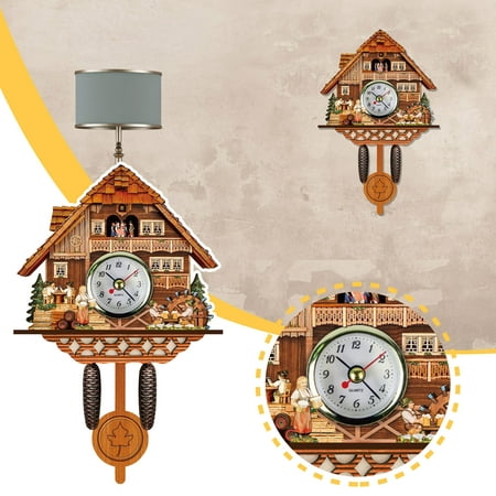 Otemrcloc Black-Forest Cuckoo Clock Cuckoo Wall Clock with Moving Train Home Decor Clock 2023 one Size - Best Gift