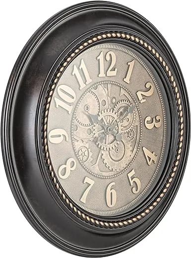 Pacific Bay Rodalben Giant Decorative Light-Weight 24-inch Wall Clock Silent, Non-Ticking, 3-D Aluminum Dial, Easy-to-Read, Quartz Battery Operated, Glass Face Cover