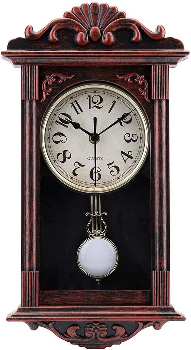 Pendulum Wall Clock Retro Quartz Decorative Battery Operated Wall Cloc
