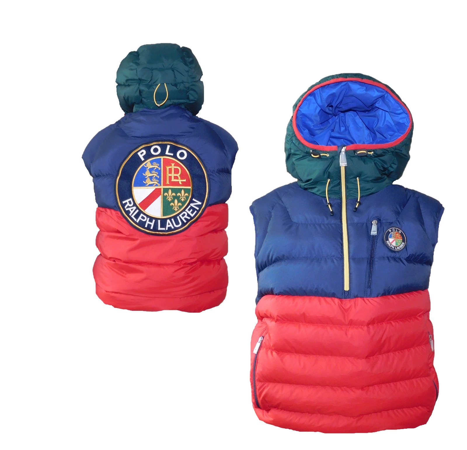 Polo Ralph Lauren Big Crest Cookie Patch Hooded Puffer Vest Mens 3XB