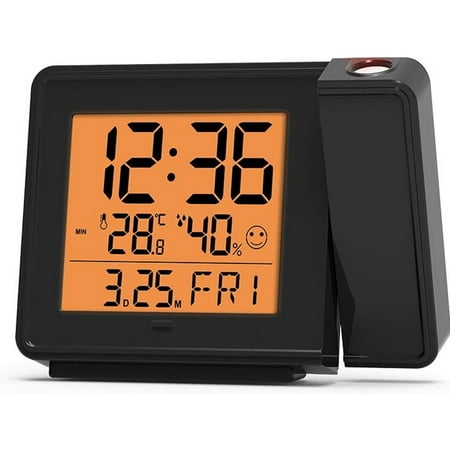 Projection Alarm Clock-Ceiling Projection Atomic Digital Alarm Clock-Perfect Alarm Clock for Bedroom-Display Time with Calendar and Indoor Temperature