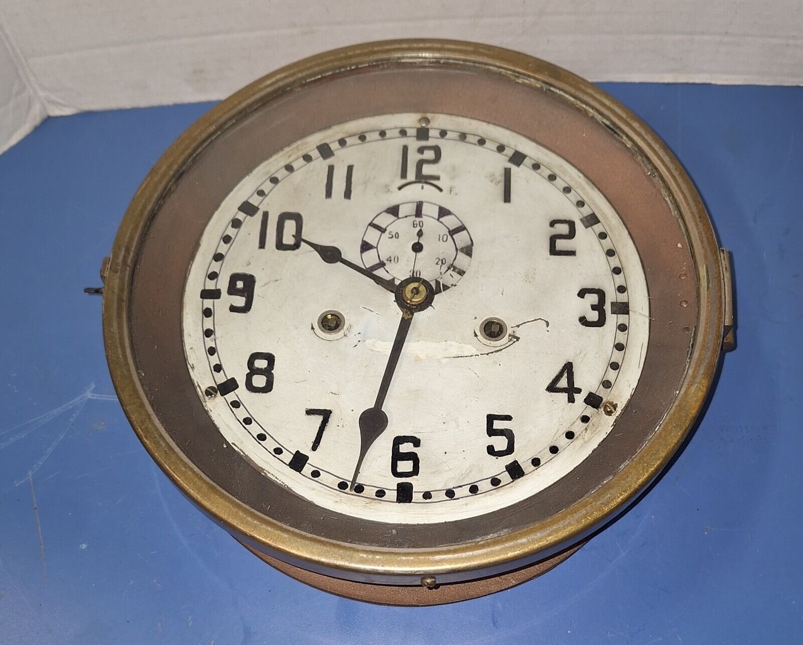 Rare Unusual Bronze Antique Seth Thomas Ship Clock Brass Movement Heavy Case