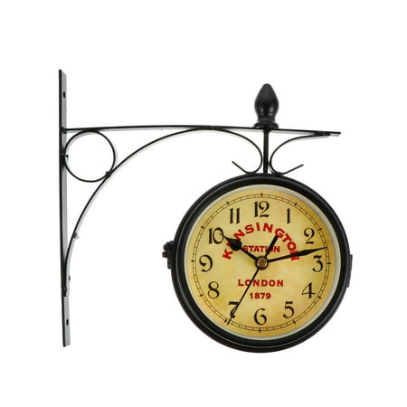 Recardis Retro Wrought Iron Antique Double-sided Clock Wall Clock Room Wall Decoration