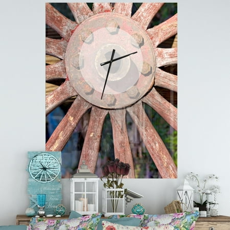 Red Metal Country Wagon Wheel' Oversized Farmhouse Metal Clock 30 in. wide x 40 in. high