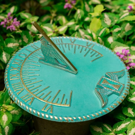 Renovators Supply Sundial 10 Turquoise Brass Vintage Sundial for Yard Decorations Outdoor Garden Art Sundials for the Garden