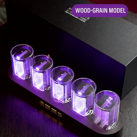 Retro LED Nixie Tube Clock with RGB Luminous Night Light,Desktop Creative Ornaments And Perfect Gift