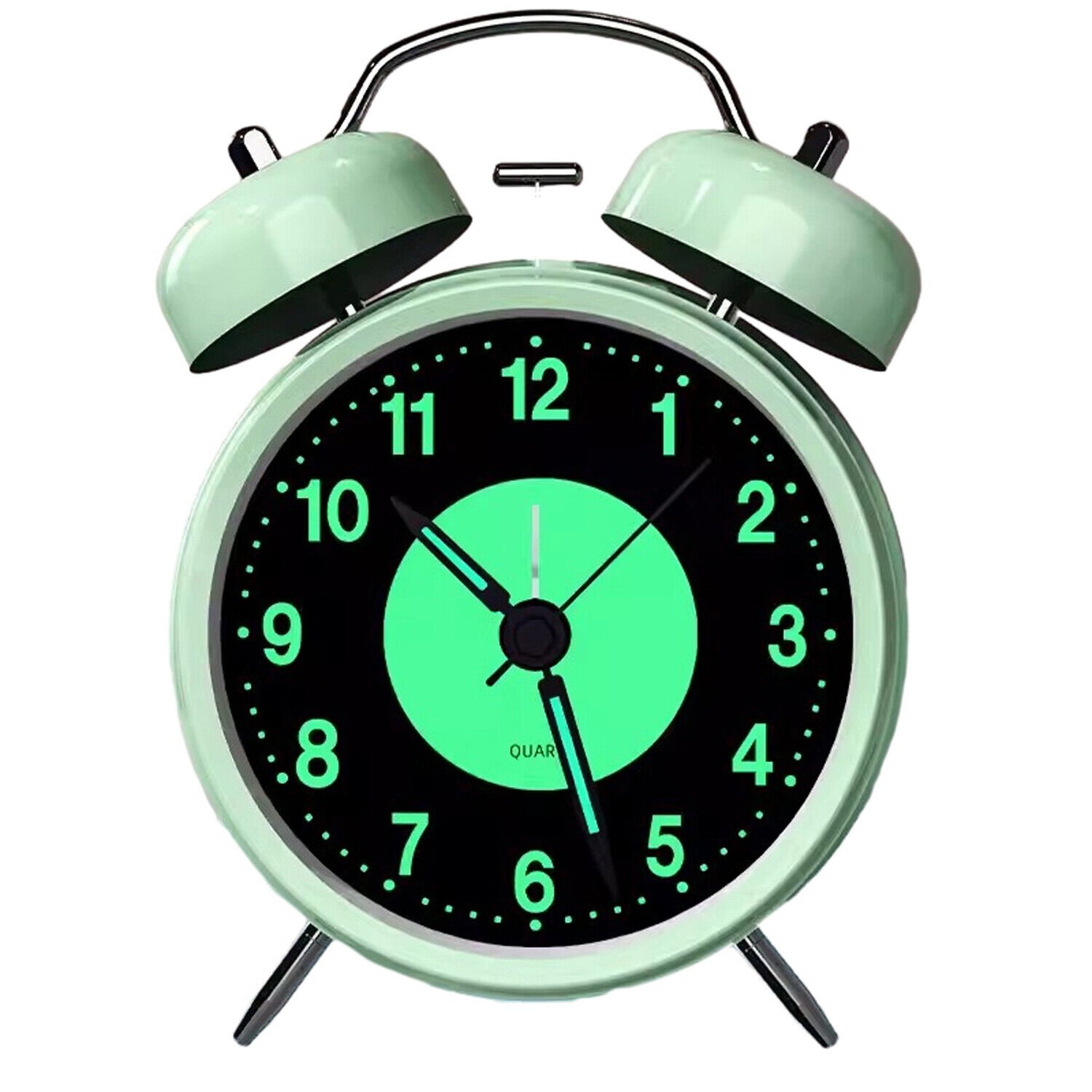 Retro Twin Bell Alarm Clock Quartz Silent Luminous Dial Nightlight Analog Clock