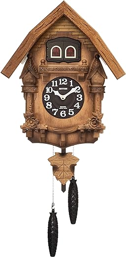 Rhythm 4MJ236RH06 Cuckoo Wall Clock, Made in Japan, Authentic Bellows Style, Wood, Brown (Finish on Wood), Cuckoteles R