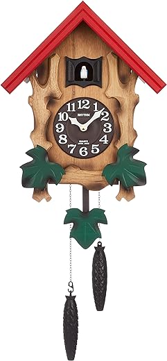 Rhythm Clock Cuckoo Wall Clock Analog kakko-merubiru R Authentic Bellow, Wood Brown (木地 Finish) Rhythm 4mj775rh06