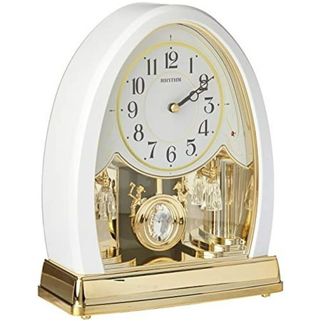 Rhythm Clocks Joyful Crystal Pearl Musical Mantel Clock