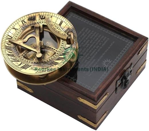 RII Nautical Vintage Directional Magnetic Sundial Compass with Famous Scripture Quote Engraved Baptism Gifts with Leather/Wooden Case for Loved Ones, Son, Love, Partner