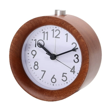 Round Wooden Desktop Alarm Clock with Night Light for Creative Simple Design Table Timing Equipment Digital Room Home De