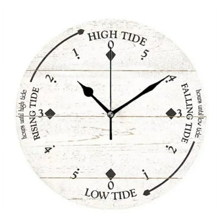 Rustic Beach Ocean Tide Time Decorative Wall Clocks Round Large Coastal Nautical Tide Wall Watch Bedroom Home Decor 12 14 inch（10 Inch）