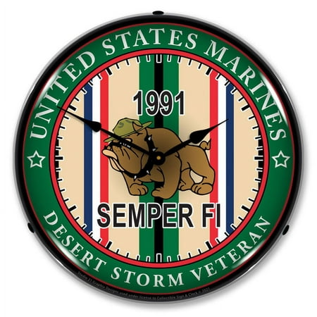 S21G22021270 Marine Veteran Operation Desert Storm clock 14 Inch Round, clock hight 4 Inch - Made in USA