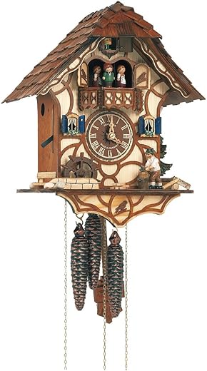 Schneider Black Forest 13 Inch Musical Wood Chopper with White Shirt Cuckoo Clock