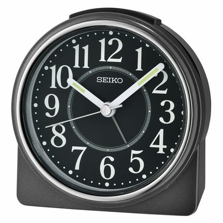 Seiko 4 inch Marui Beep Alarm Metallic Black Traditional Analog Quartz Tabletop Clock QHE198KLH