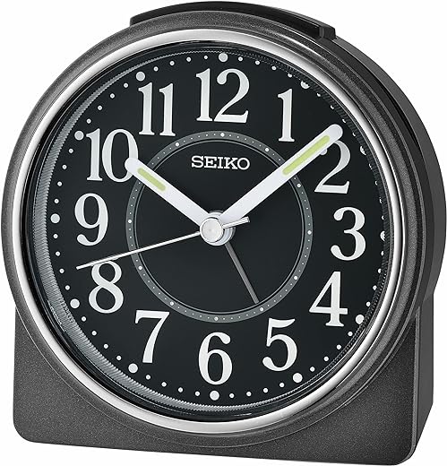 Seiko Marui Bedside Alarm Clock, Metallic Black