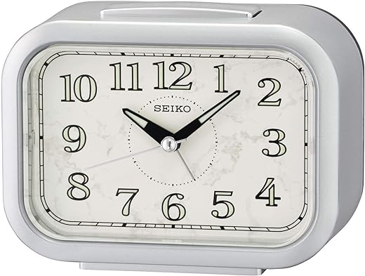 Seiko Ren Bedroom Alarm Clock, Silver