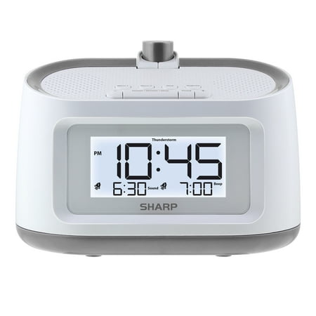 SHARP Projection Dual Alarm Clock with 8 Soothing Sleep Sounds, Easy to Read Display