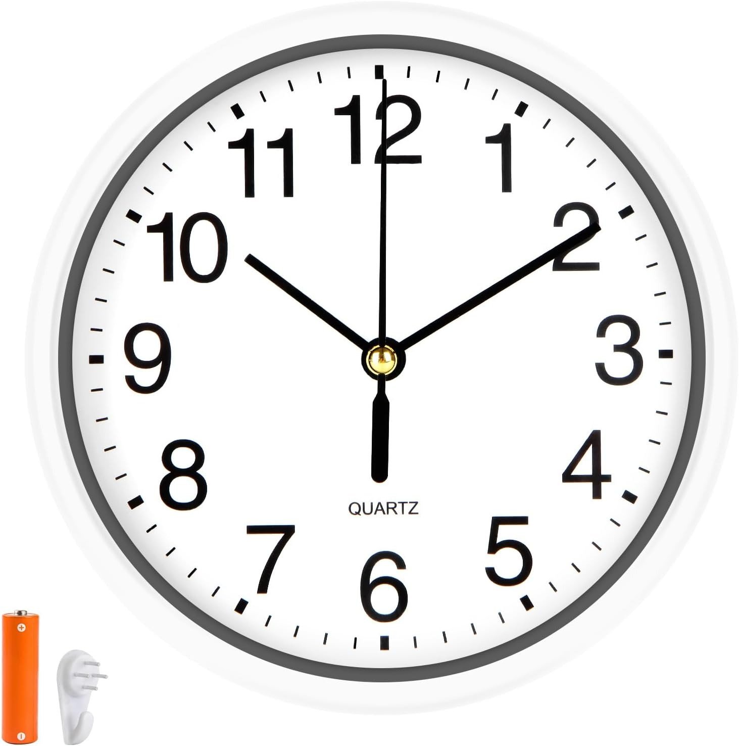 Silent Wall Clock Non Ticking 6 Inch Wall Clocks Battery Operated Small Analo...