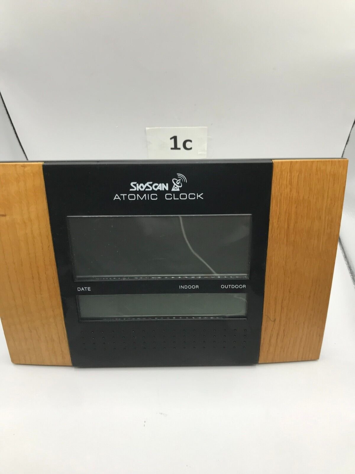 SkyScan Retro Atomic Wall Desk Clock Wood Finish Model 86722/L