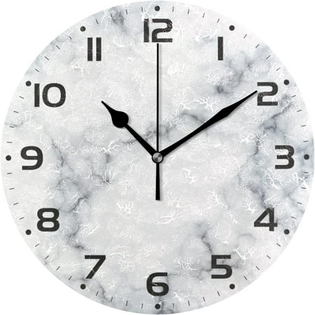 SKYSONIC Marble Abstract Wall Clock 10 Inch Silent Non Ticking Round Clock Oil Painting Clock Easy to Read Clock for Living Room Bedroom Bathroom Home Decor