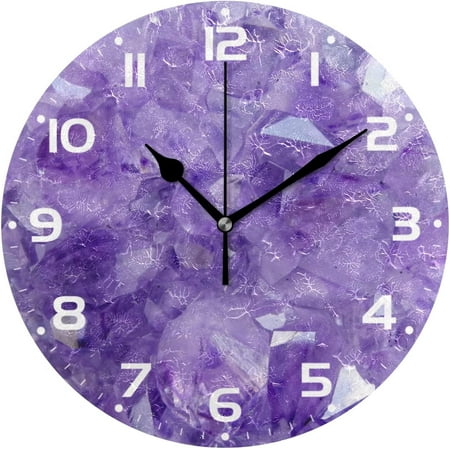 SKYSONIC Purple Abstract Wall Clock 10 Inch Silent Non Ticking Round Clock Oil Painting Clock Easy to Read Clock for Living Room Bedroom Bathroom Home Decor