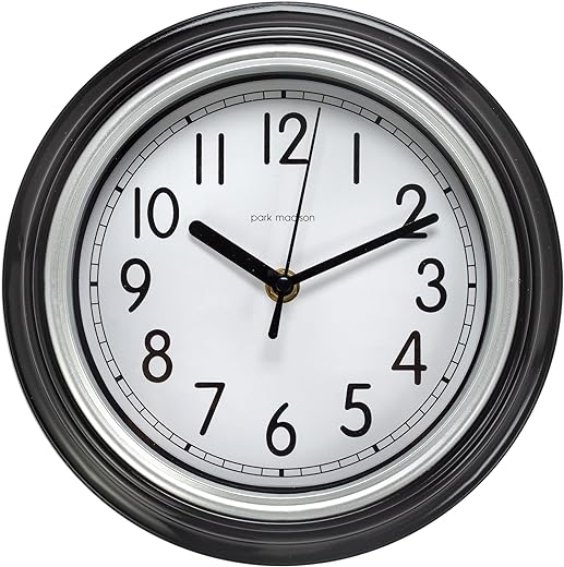 Small Black Wall Clock Quiet 9 Inch Quality Quartz Battery Operated Round Easy to Read Home/Office/Kitchen/Classroom/School Clock Classic Movement