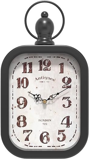 Small Retro Rectangle Wall Clock, Black Antique Vintage Style Decor Wall Clocks for Farmhouse,Bedroom,Kitchen,Bathroom (11 H x 6.1 W)
