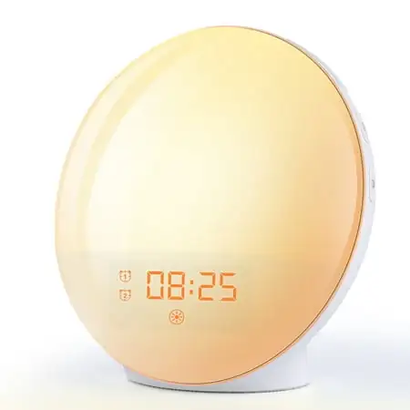 Smart Alarm Clock Wake Up Light - Sunrise Alarm Clock Supports APP Control with FM Radio, Sunrise/Sunset Simulation, 4 Alarms, Snooze Function, 7 Colors, 7 Natural Sound & FM Radio, Digital LED Clock