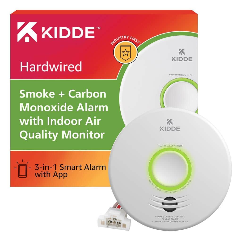 Smart Smoke and Carbon Monoxide Detector with Indoor Air Quality Monitor, Hardwired,...