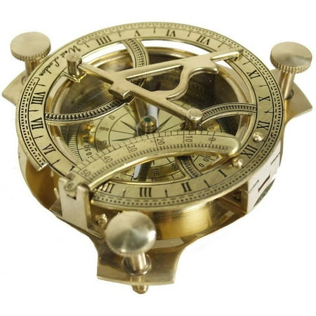 Solid Brass 4 Sundial Compass with Sundial Dial