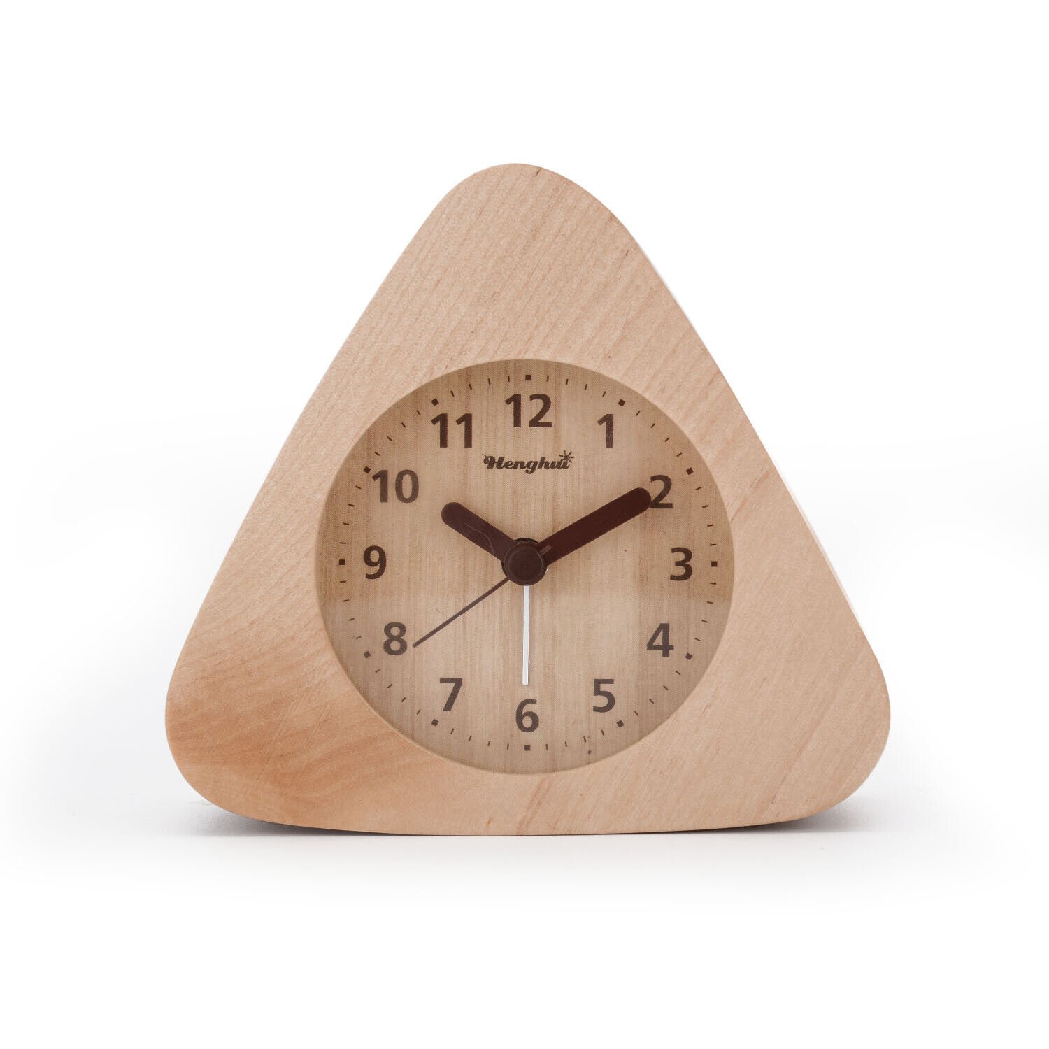 Solid Wood Non Ticking Analog Quartz Alarm Clock with Nightlight Snooze Alarm